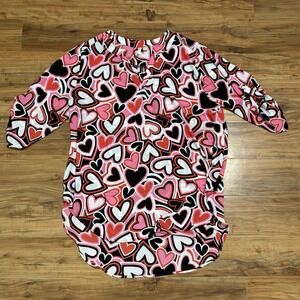 Cato Women's Allover Heart Print Tunic‎ Size 18/20W Pink Valentine Love Plus